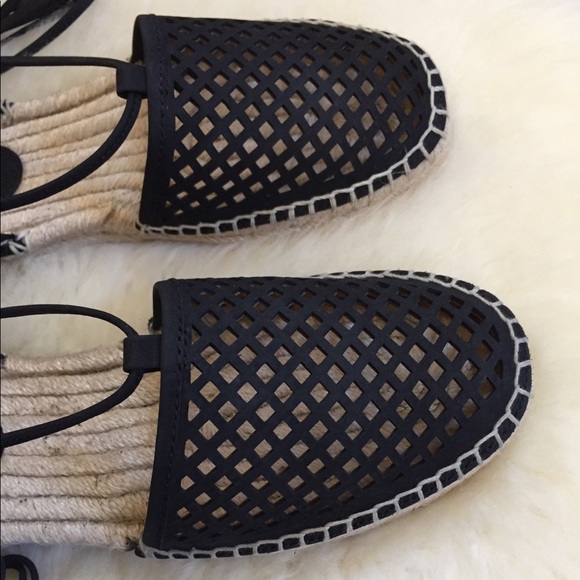 Frye Leo Perforated Ankle Wrap Espadrille Flats - Picture 5 of 8